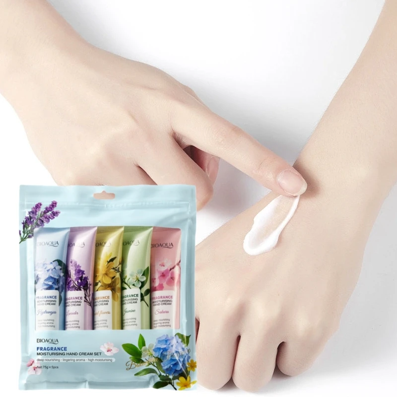 Moisturizing Hand Cream 5-Pack (Sakura Moisturizing Hand Cream 75g, Hydrangea Moisturizing Hand Cream 75g, Lavender Moisturizing Hand Cream 75g, Jasmine Moisturizing Hand Cream 75g, Osmanthus Moisturizing Hand Cream 75g), Gentle Texture, Floral Fragrance, Deep Moisturizing and Nourishing, Moisturizes Dry and Rough Skin, Suitable for Various Skin Types
