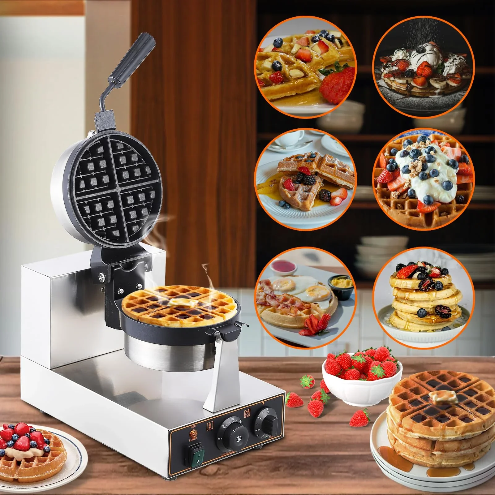 Rotary commercial waffle cone machine Stainless steel electric ice cream cone waffle machine