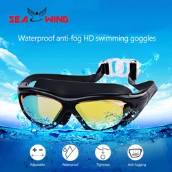 Adult Anti-fog High-definition Men's and Women's Flat Light Colorful Electroplated Myopia Swimming Goggles Goggles