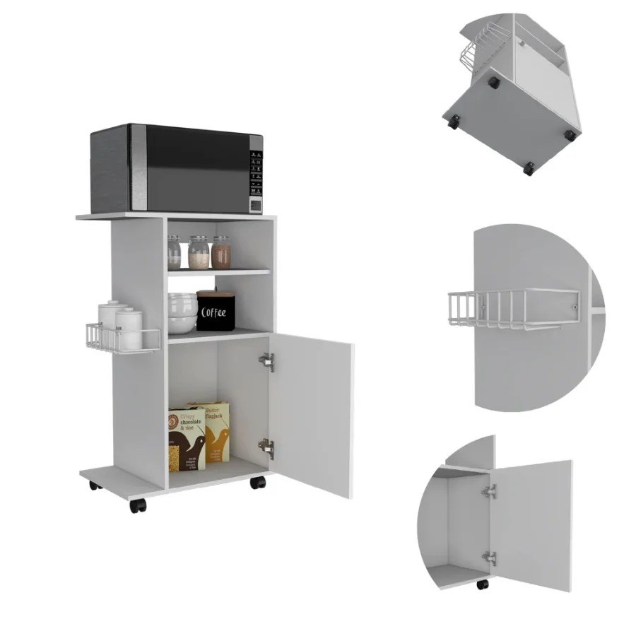 عربة مطبخ Napenthe 1 Shelf مع عجلة بيضاء