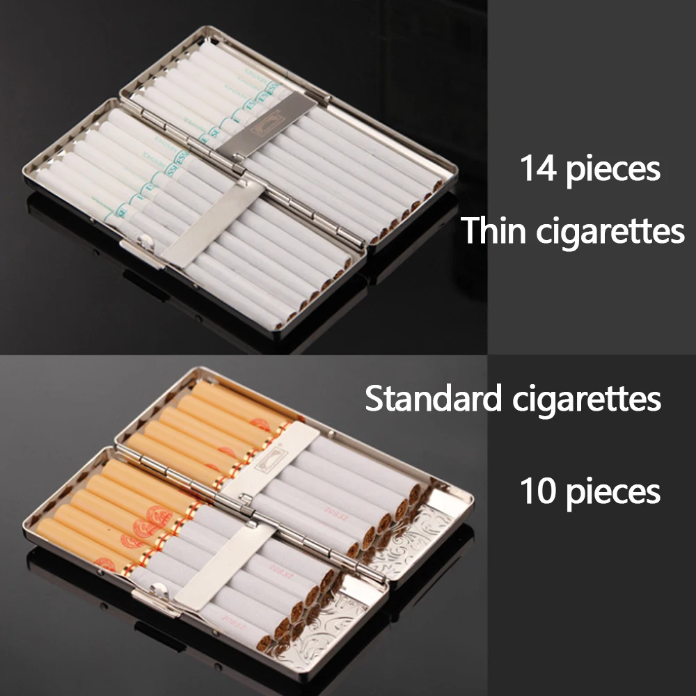 Vintage Double Sided Printing Cigarette Case 14 Sticks 105MM Cigarette Boxes Tobacco Holders Anti-pressure Smoking Accessories