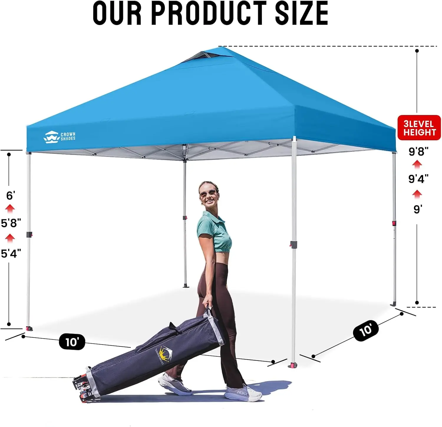 Coroa Shades 10x10 Pop Up Canopy - Tenda de praia com configuração de um impulso - Guarda-sol externo para eventos, festas