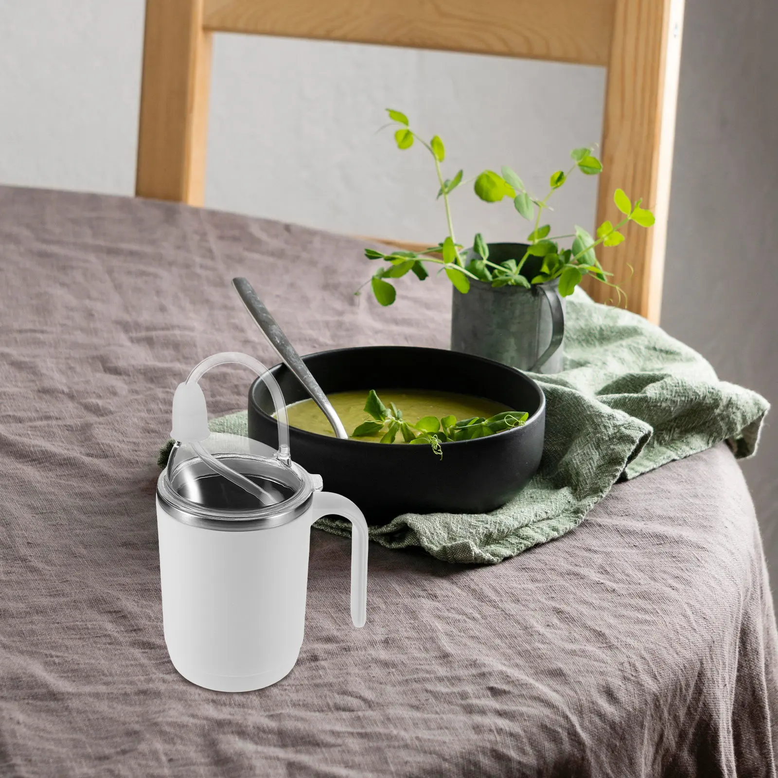 450Ml Elderly Spill Proof Drinking Cup Non Spill Straw Mug Bedridden Seniors Pregnant Women Large Capacity Easy Clean