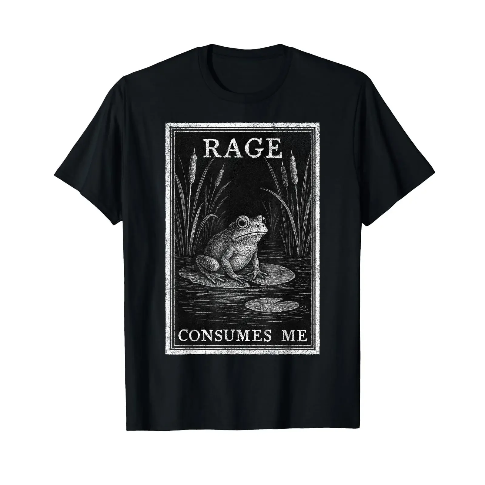 Rage Consumes Me Frog Vintage Retro Funny Meme T Shirt vintage Washed Comfortable Casual Unisex Breathable Stretched homme