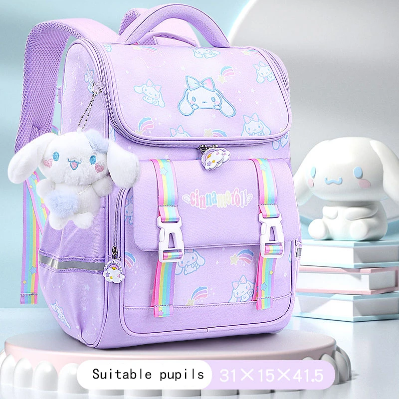 Hello Kittys Backpack Sanrios Child School Bag Cinnamoroll Anime Figure Pupils Girl Child Kawaii Cartoon Light Shoulder Pads