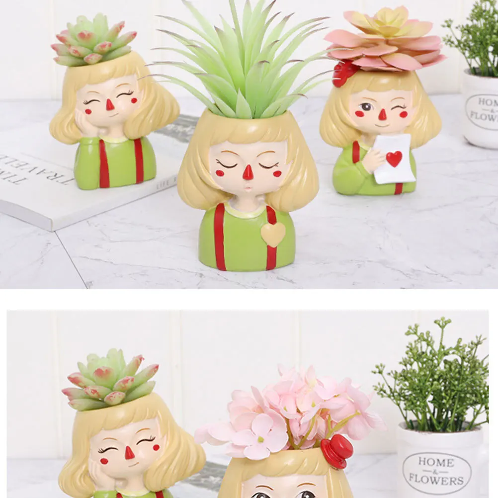 

Succulent Plant Container Resin Made Lightweight Flowerpot with Drainage Hole for Home Living Room Kids Room Desktop Accessory