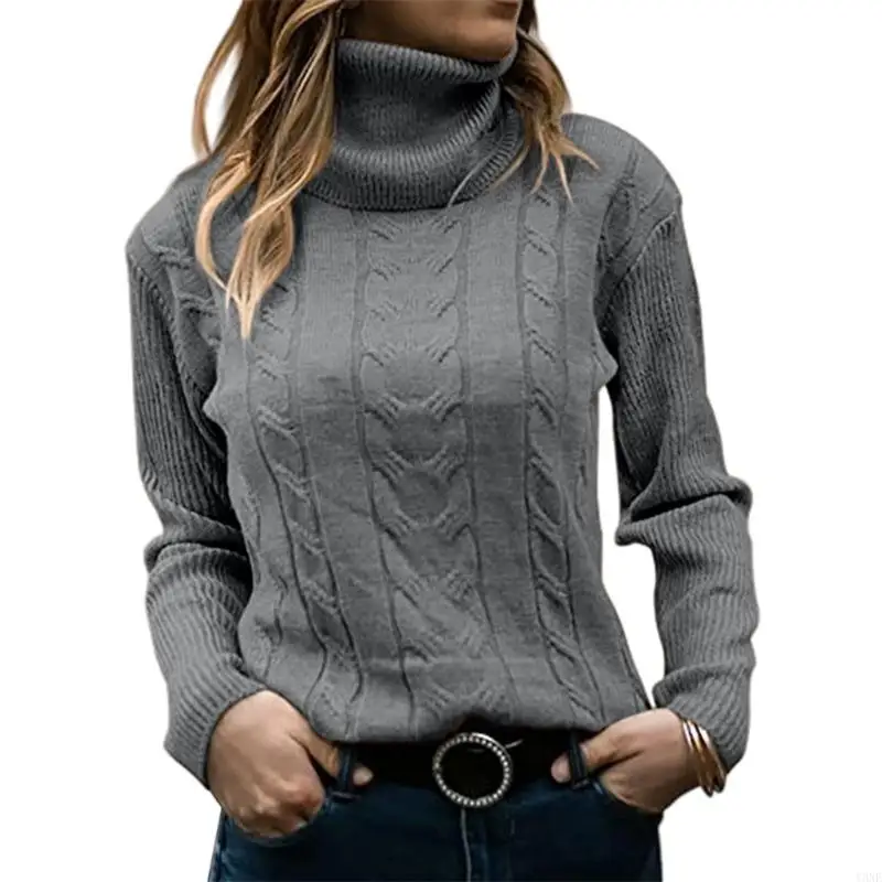 Y3NE Women's high-neck long-sleeved knitted sweater
