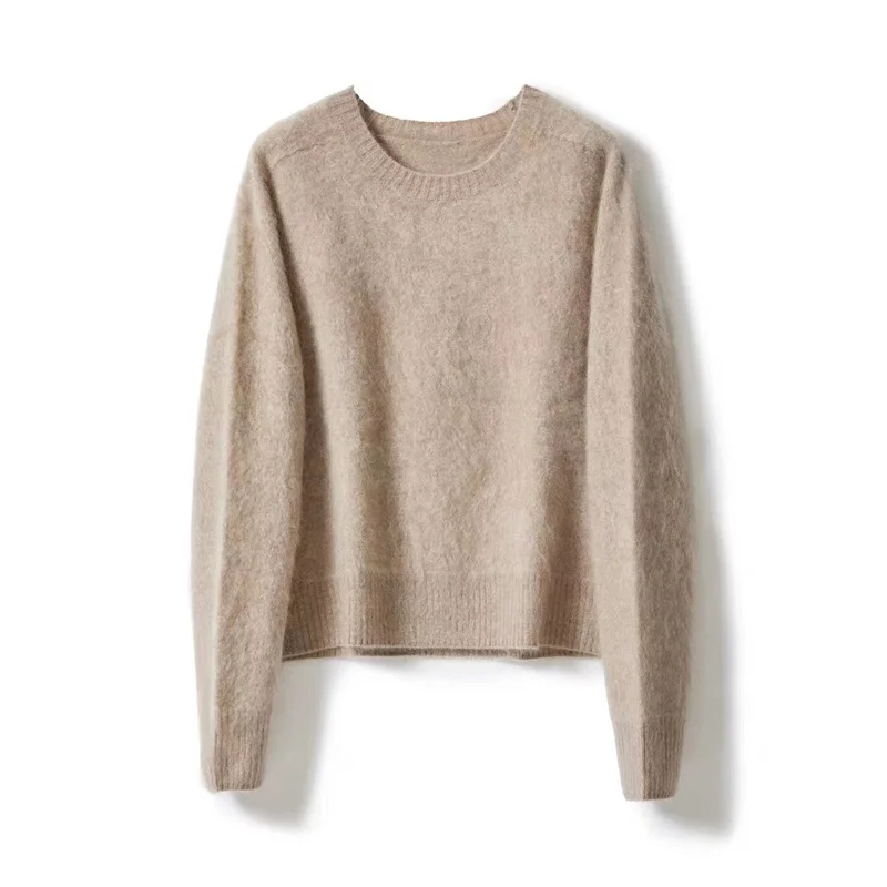 Fashion round neck pulled cashmere sweater for women autumn and winter thick loose sweater sweater wool knitted sweater top