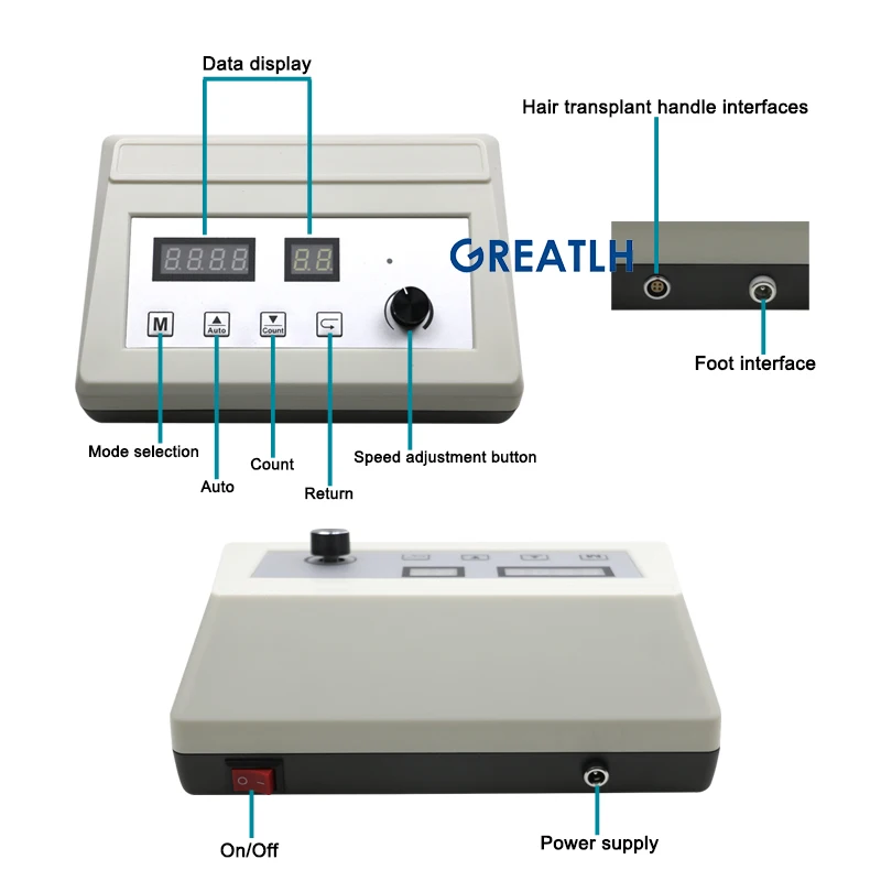 GREATLH Hair Transplant Extraction with Count Machine Instrument New Fue Hair Transplant Extraction New Hair Follicle Extractor