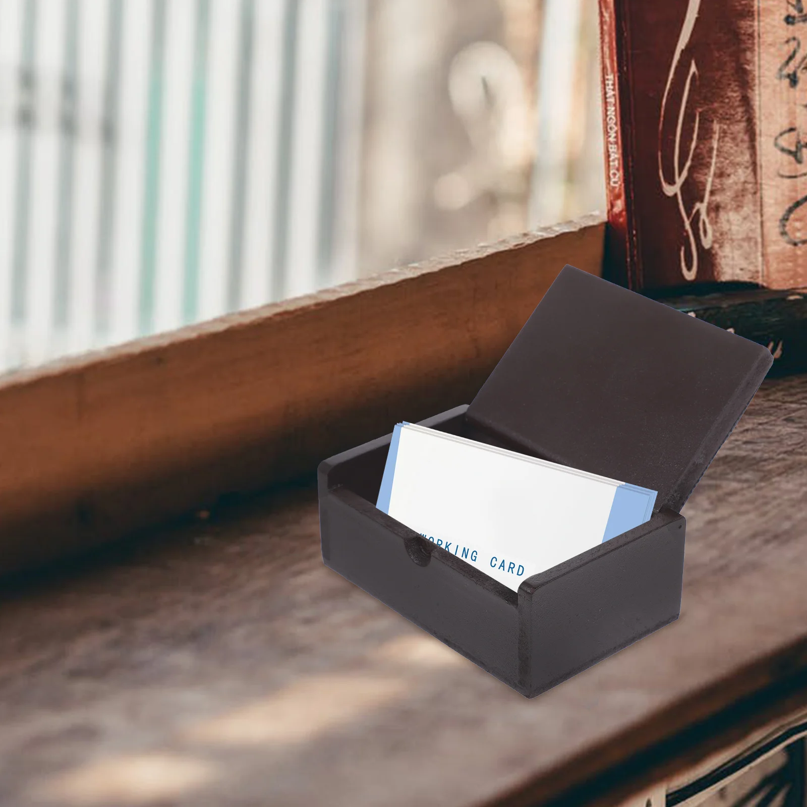 Mallette de rangement pour cartes en bois, rabat fonctionnel pour recettes, cartes de visite, porte-monnaie organisé, bureau léger