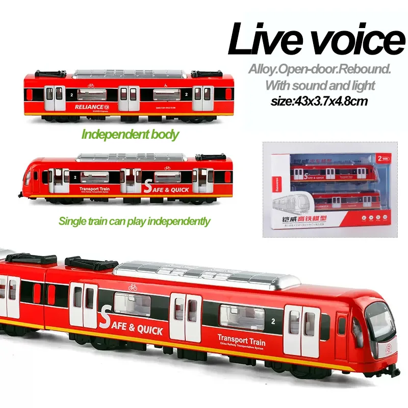 Alloy train toys with realistic design and high-quality sound and lighting metro model