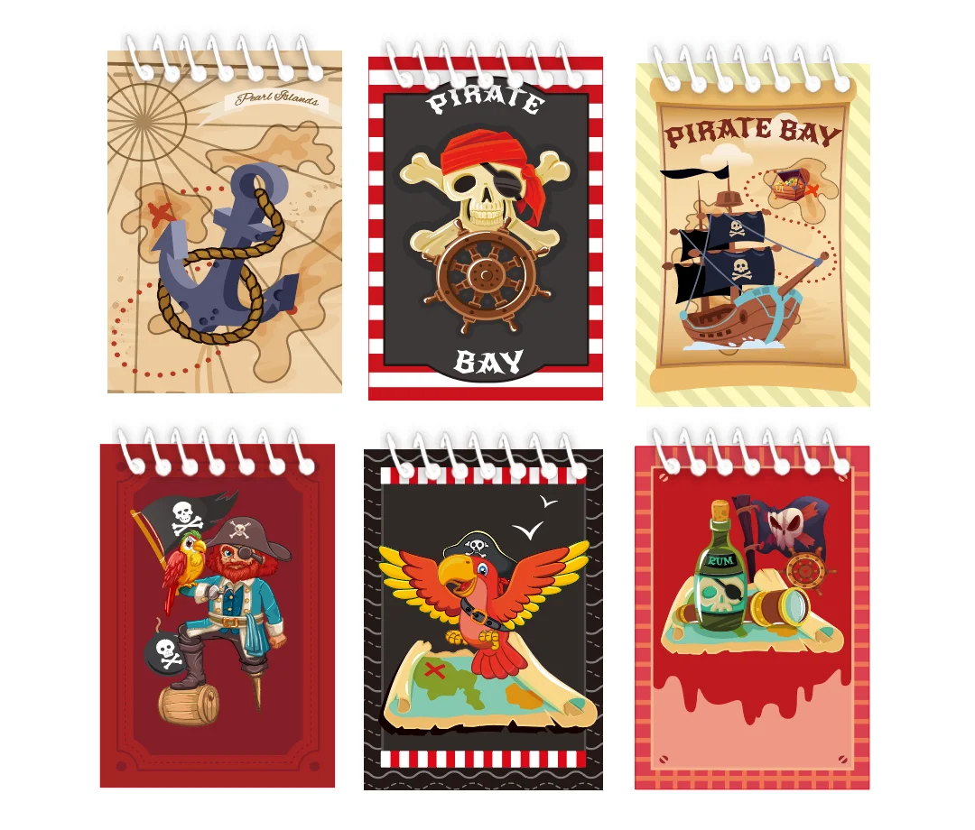 Teling 12 Pieces Mini Pirate Notepad Pirate Party Favors Small Spiral Notepad Pirate Ship Beware Pirate Items Mini Pocket Notepa