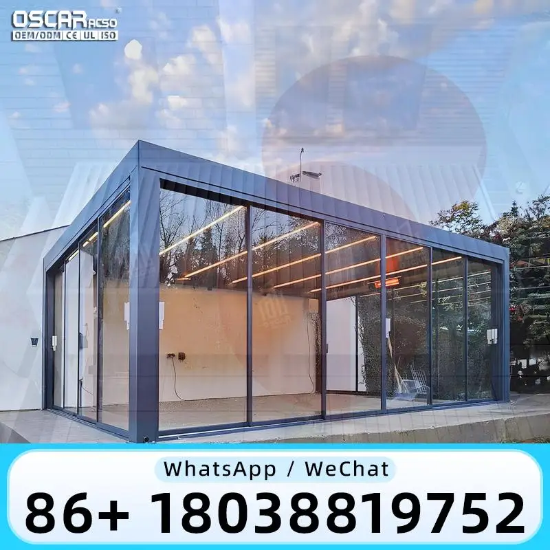 Aluminum Louver Roof Bioclimatic Gazebo Electric Motorized Pergola 4x4 Weatherproof Snowproof Outdoor Patio Cover Balcony Garden
