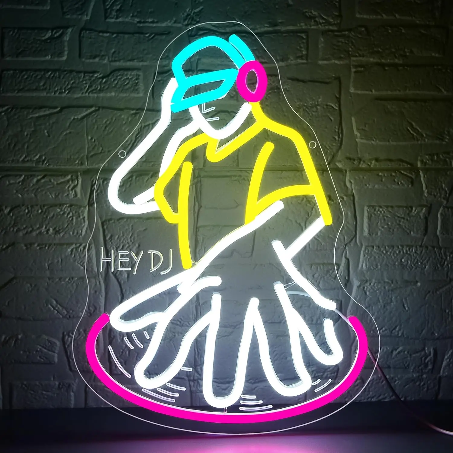 DJ Player Neonowy Znak Świetlny LED Dekoracja Ścienna do Męskiej Jaskini, Pokoju Muzycznego, Studia, na Scenę, do Hali Tanecznej, Baru, Sypialni, na Imprezę, Urodziny