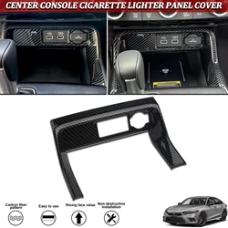 Carbon Fiber Style Inner Center Console Cigarette Lighter Panel USB Socket Cover Trim Sticker For Honda Civic 11th Gen 2022-2025