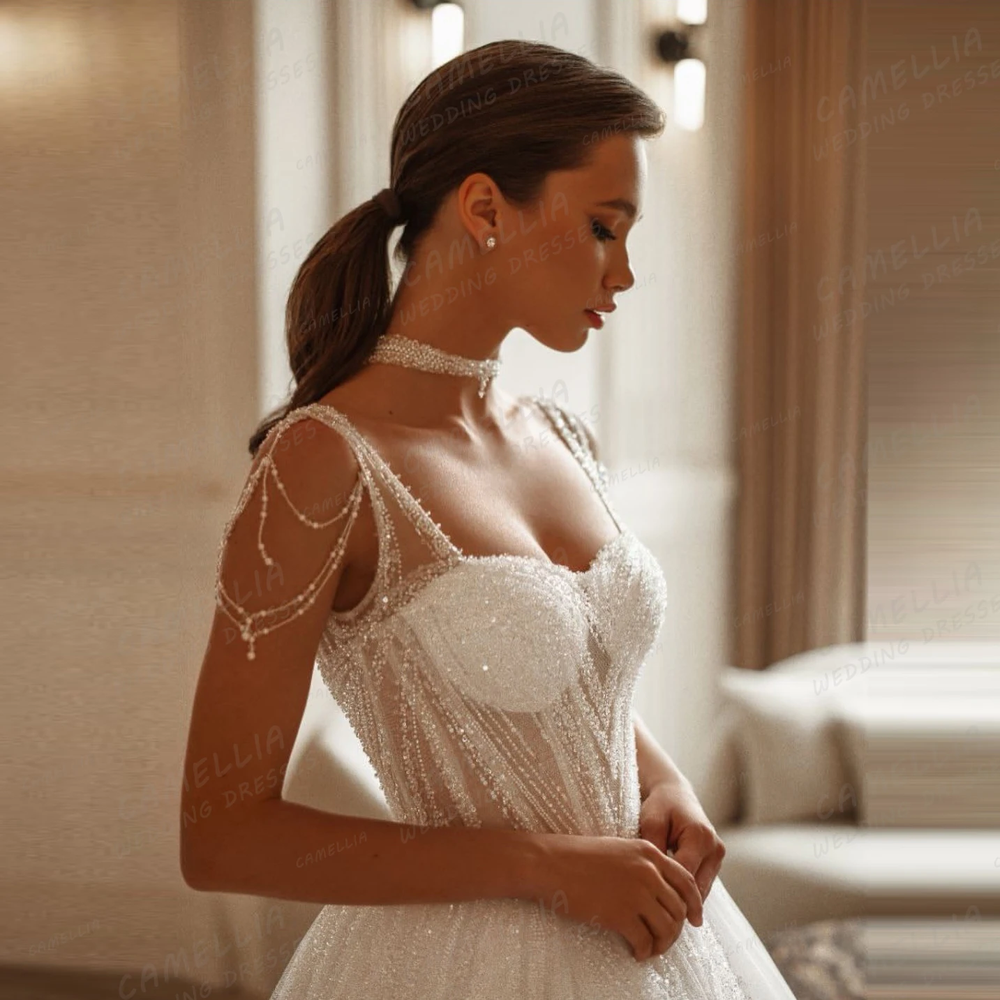 Apliques requintados uma linha vestidos de casamento feminino fofo vestidos de baile de noiva moda vestidos de novia personalizado robe de mariée