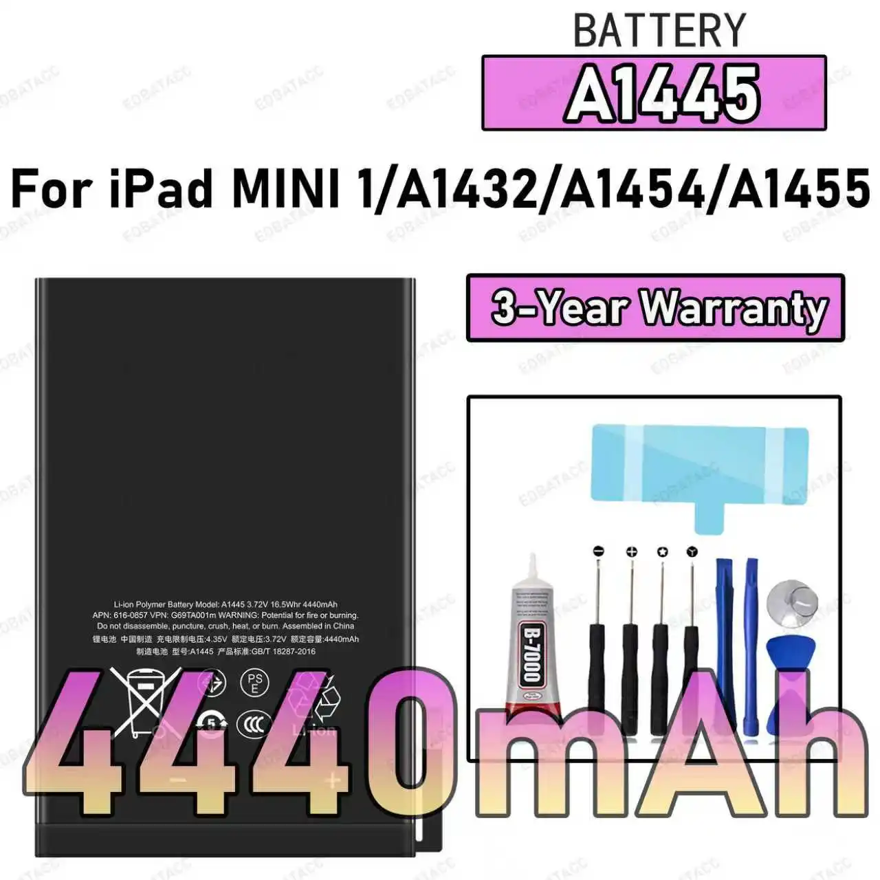 

100% New High Quality A1445 4440mAh Battery For IPAD MINI 1/A1434/A1454/A1455 tablet Battery Bateria+Free Tools