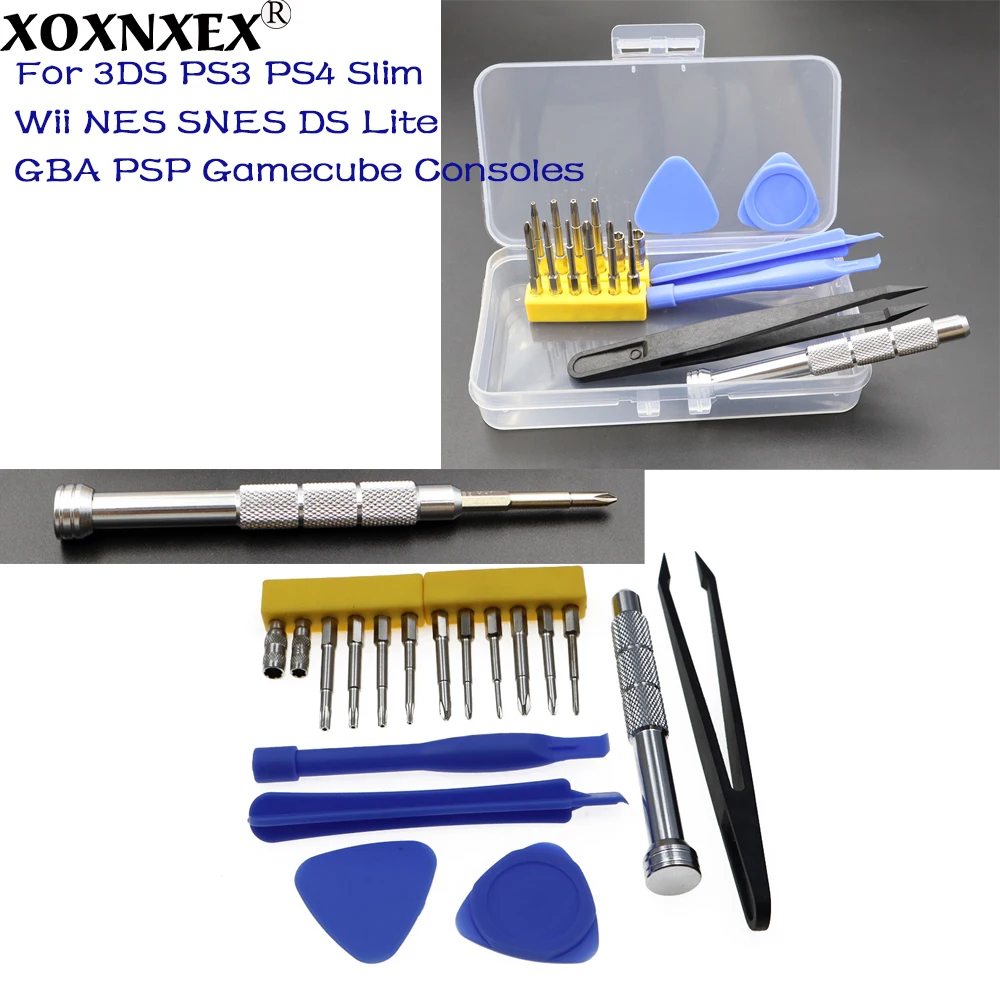 Conjunto de chave de fenda kit de ferramentas de desmontagem e reparo adequado para switch ns novo 3ds ps3 nes snes ds lite gba psp gamecube consoles