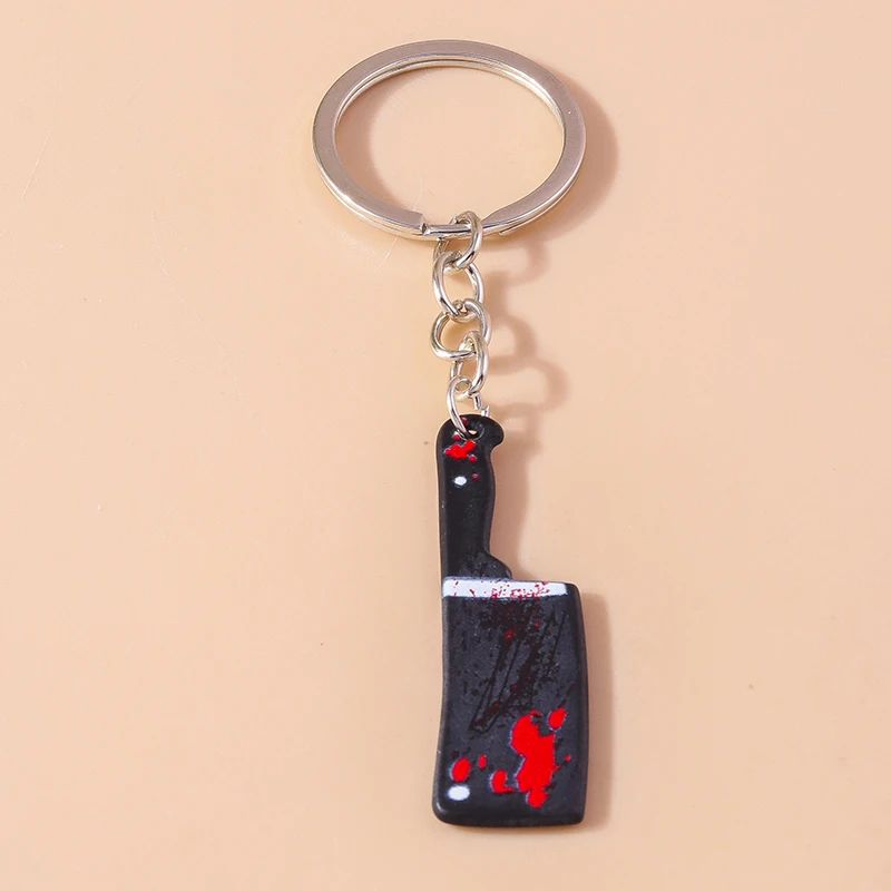 Aihua Resin Halloween Schlüsselanhänger mit blutigen Messern, Scheren, Äxten und Sägen für Halloween-Partys und Schmuckgeschenke – Detail 17