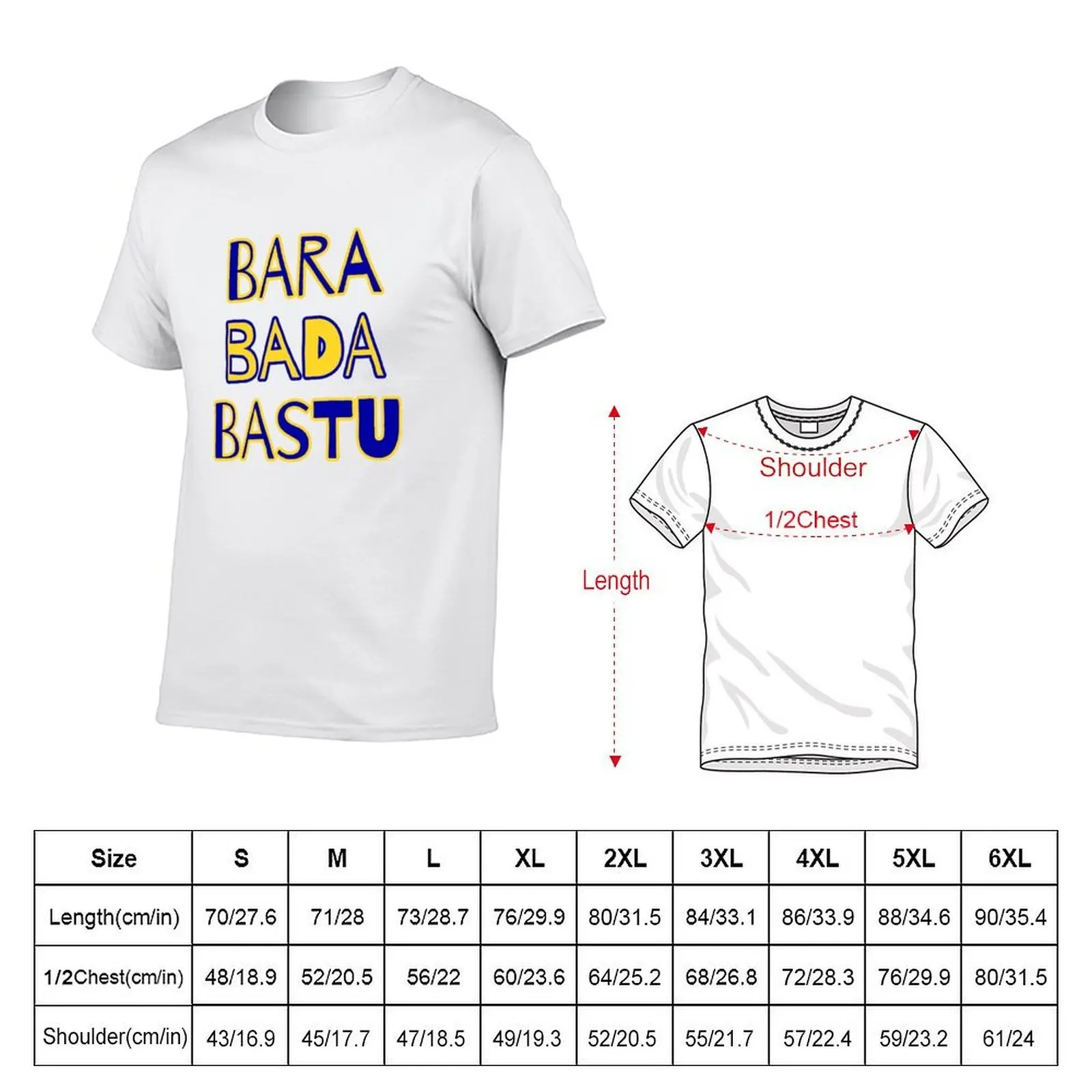 تي شيرت Bara bada Bastu للرجال تي شيرت قطن 100% تي شيرت مطبوع حسب الطلب
