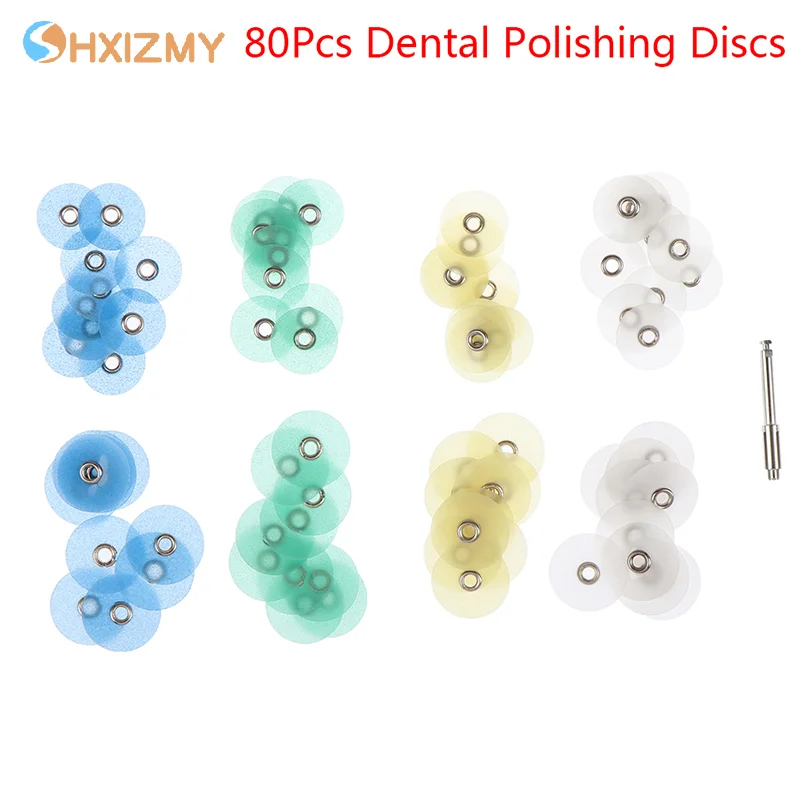 

80Pcs Dental Polishing Discs Finishing Dental Disc Polishing Strips With 1 PCS Mandrel Resin Filling Dentist Tools