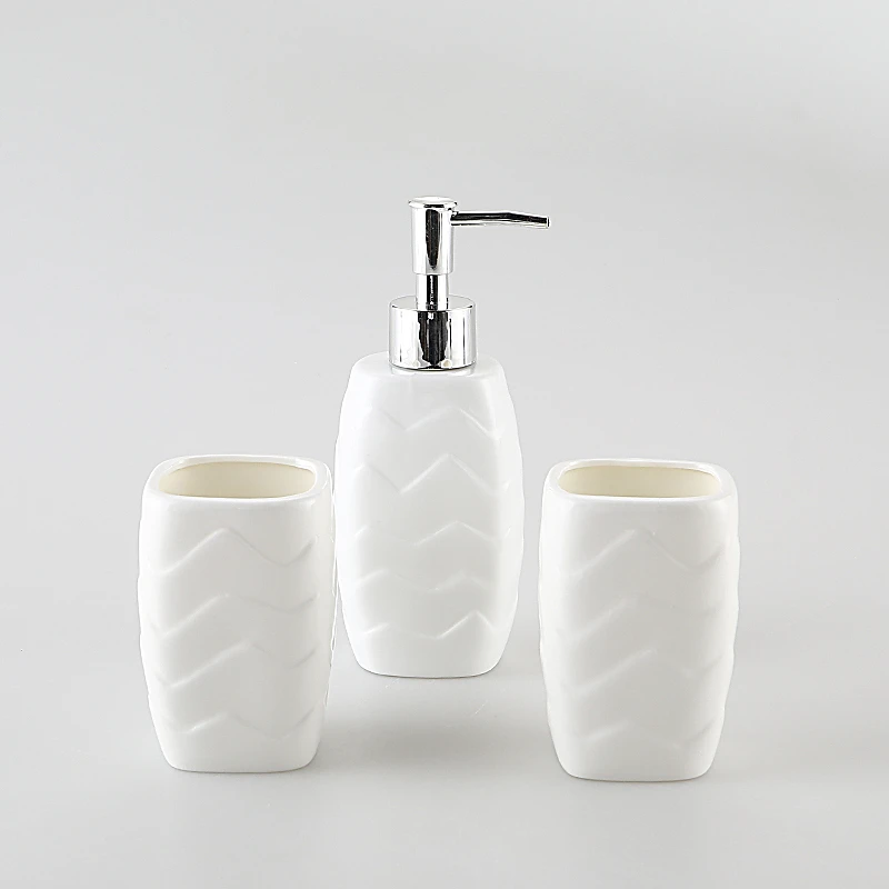 White Ceramic Bathroom Five Piece Set Toothbrush Cup Hotel Bathroom Decorations Soap Storage Tray Ceramic Mouthwash Cup