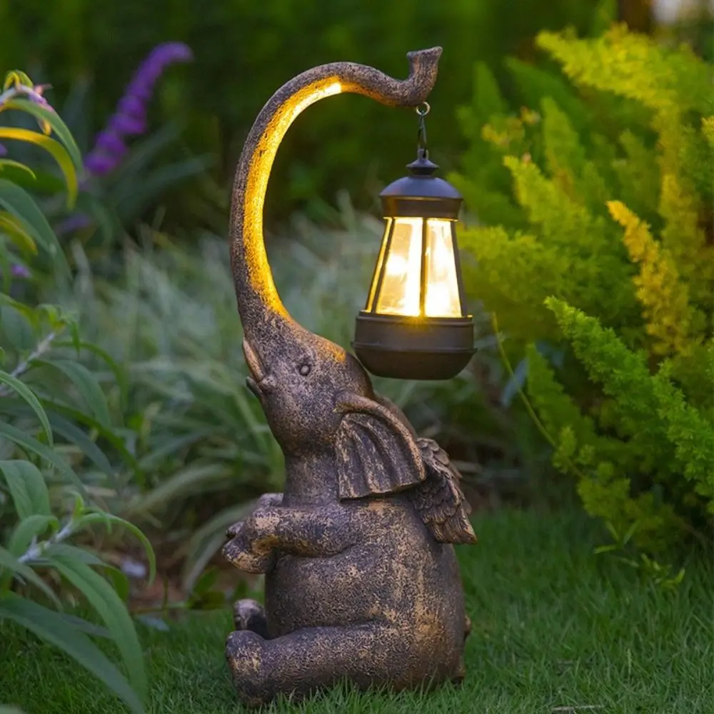 

Animal Ornaments Elephant Solar Lights Resin Crafts Solar Elephant Figurine Sculptures Art Yard Decortion Solar Powered Lantern