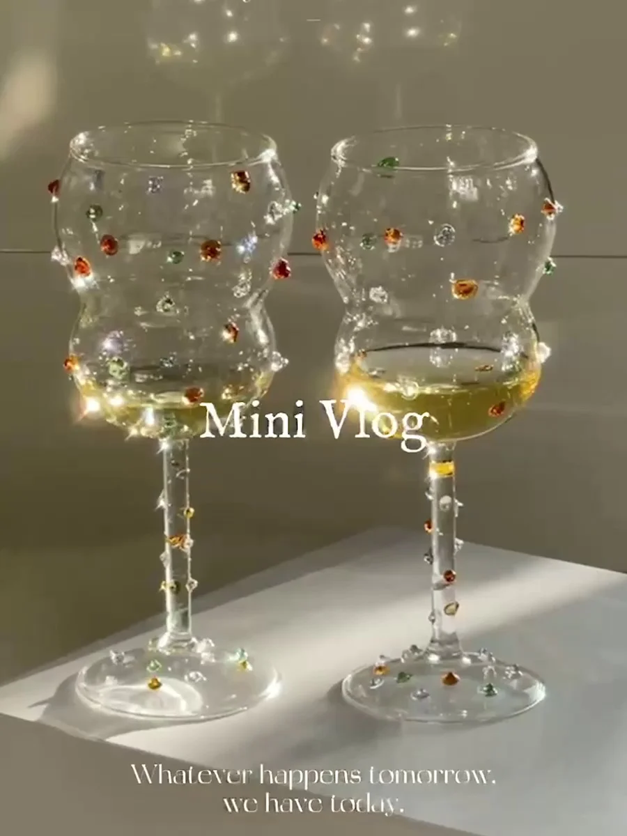 Colored Stone Gem Glass High Borosilicate Goblet  Heat-resistant  Cocktail Champagne