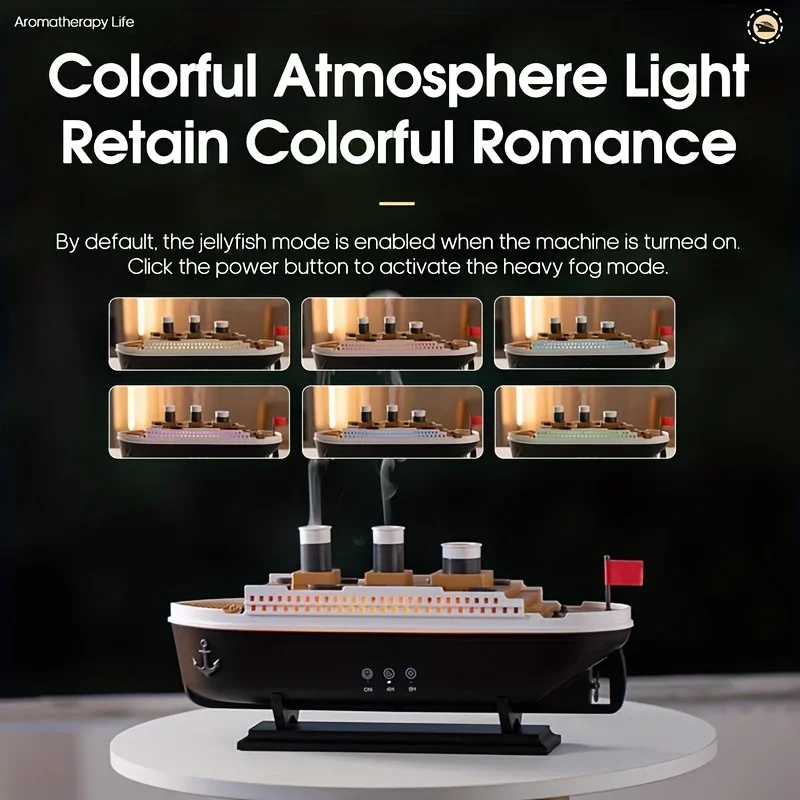 Titanic Ship Model Air Humidifier Home 250ml Remote Control Essential Oil Jellyfish Ring Spray Aroma Diffuser Humidifiers