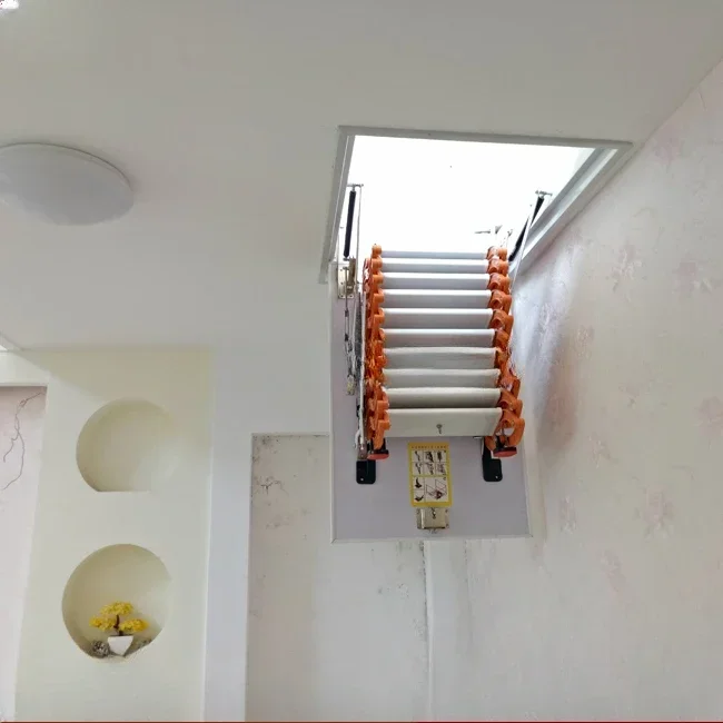 Customizable Standard steel telescopic automatic telescopic loft ladder/remote control ladder/ladder with handrails