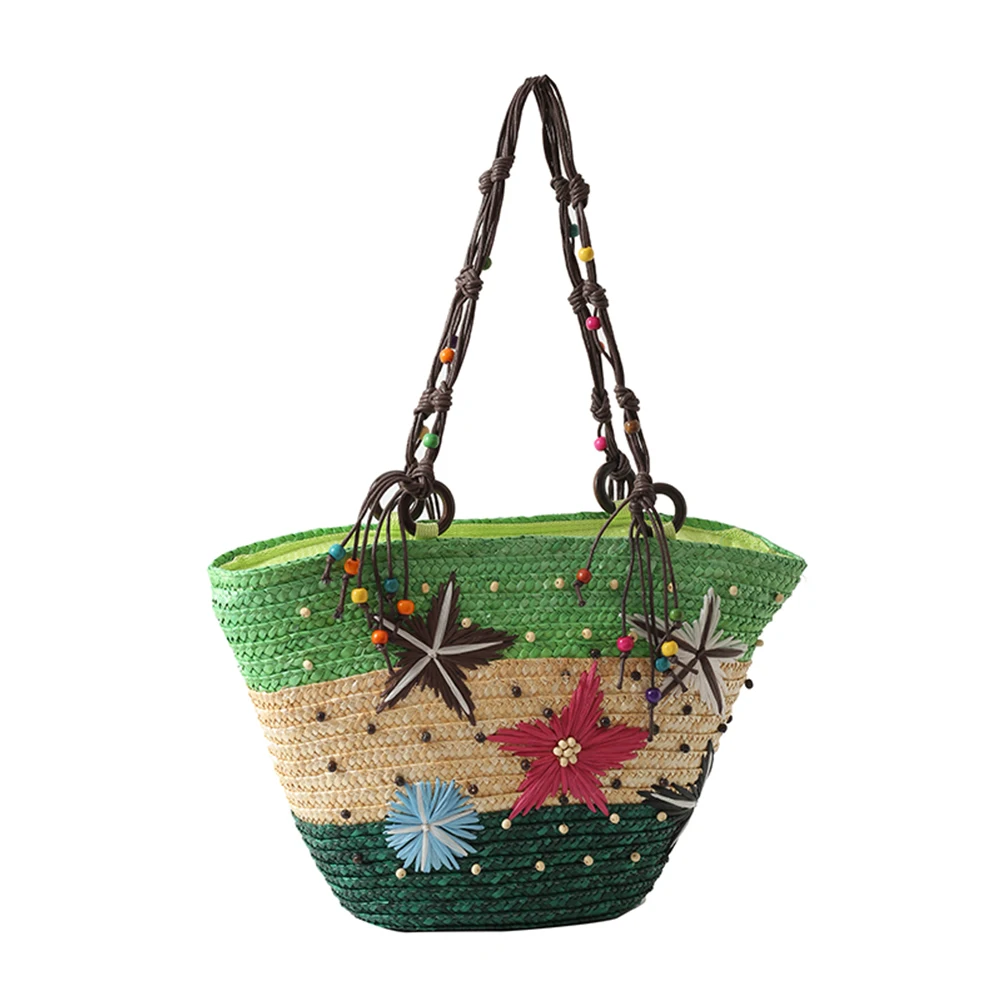 Starfish Underarm Bag Hand-embroidered Beaded Bohemian Straw Bag Summer Fashion Casual Simple Elegant for Travel Vacation