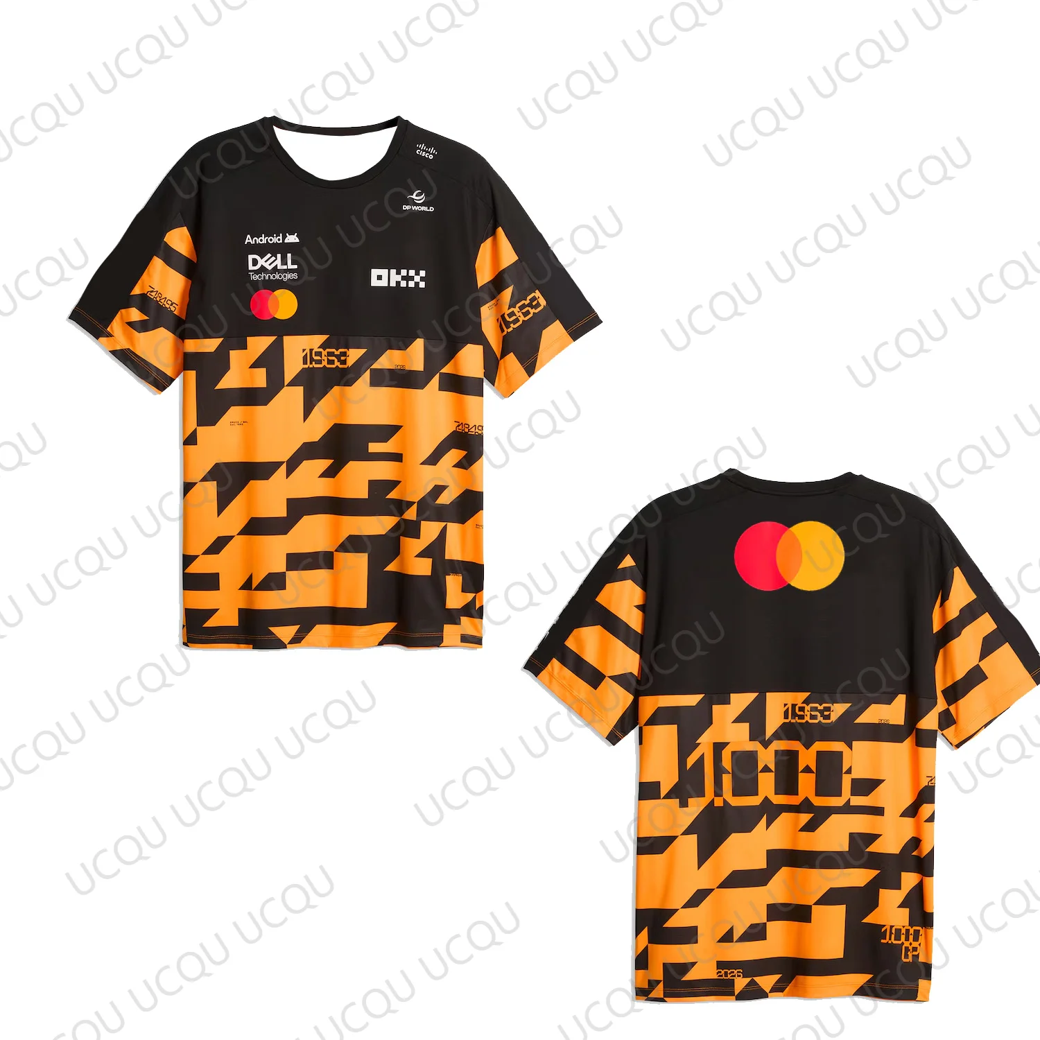 Lando Norris 1 1000th Race Replica T Shirt Orange Black Racing Fan Tee Motorsport Short Sleeve Casual Top Adult/kids view 3