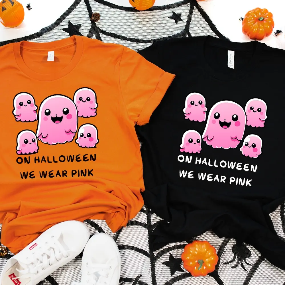 

Cool Halloween T Shirt On We Wear Pink Happy Funny Squad