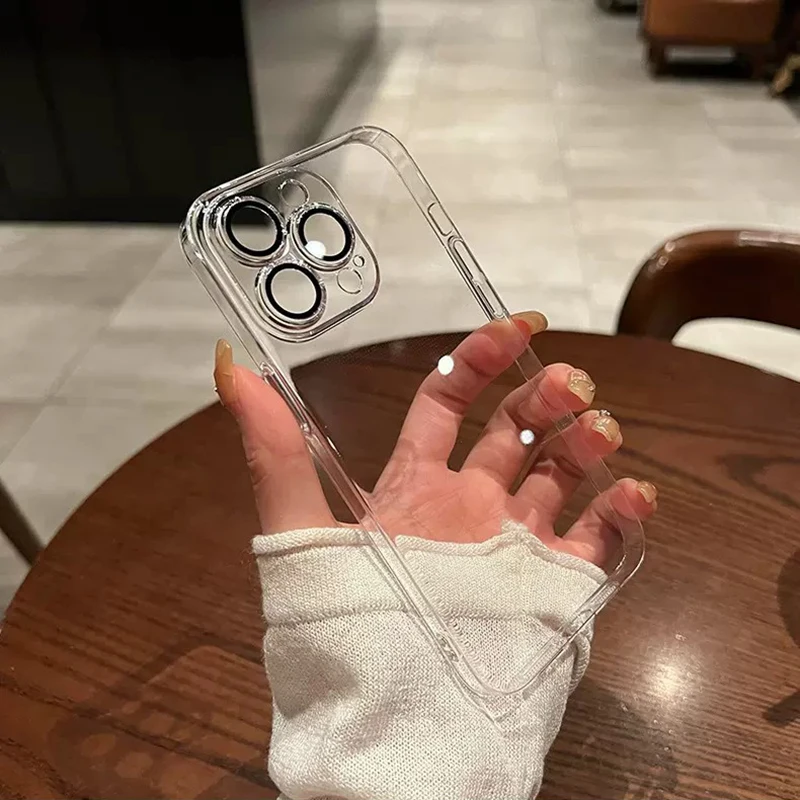 아이폰 16 15 14 13 12 11 Pro Max Plus 16Pro용 카메라 보호 도금 베젤 고급 폰 케이스 커버 쉘