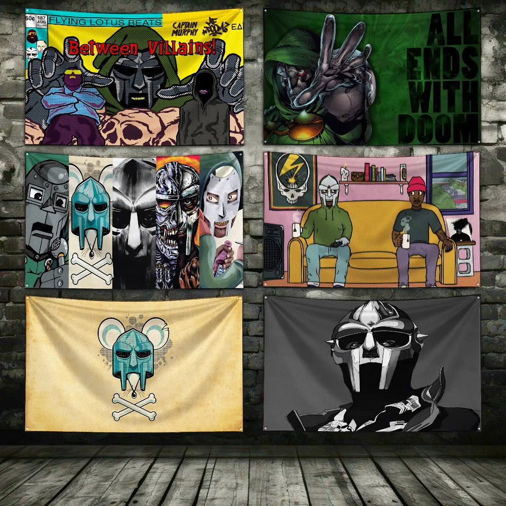 

MF Doom Flag Polyester Digital Printing Banner 4 Sizes for Garage Wall Art Out Door Decoration With Brass Grommets