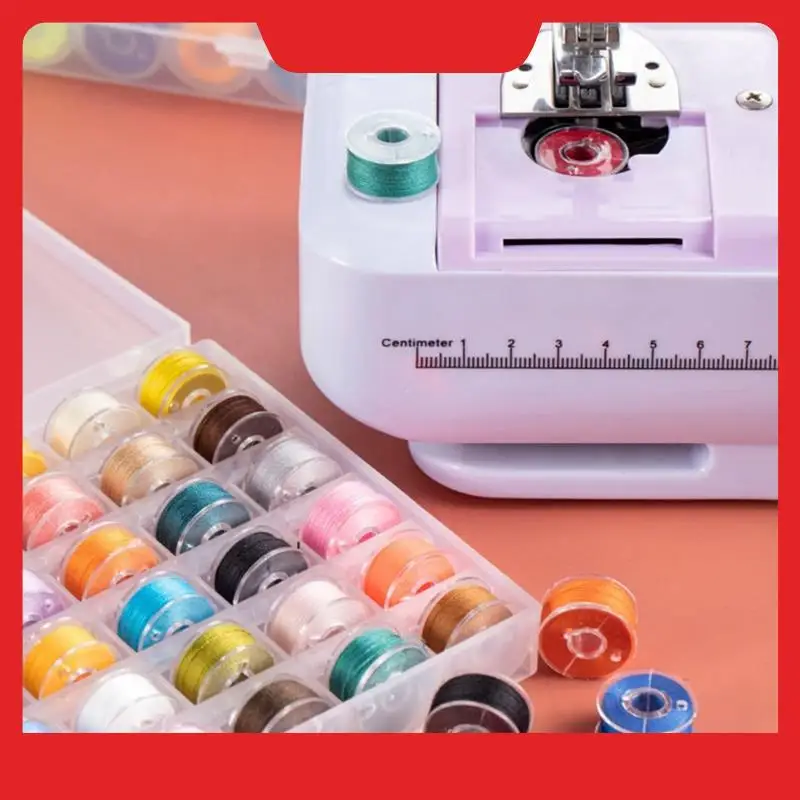 36 قطعة من خيوط الخياطة والبكرات، مجموعة خيط الخياطة الملونة مع صندوق تخزين بلاستيكي ماكينة خياطة منزلية بوليستر