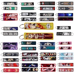 Manga Anime Embroidery Key Fobs Cartoon Character Key Tags Keychain For Motorcycles Cars Key Ring Accessories Chaveiro Jewelry