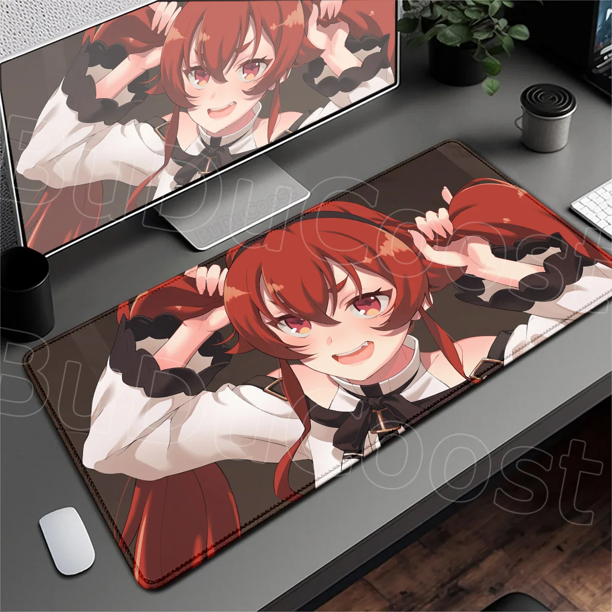 New Hot Anime Mushoku Tensei Jobless Reincarnation Mousepad E-sport Eris Gaming Keyboard Mat Locking Edge Rubber Computer Carpet