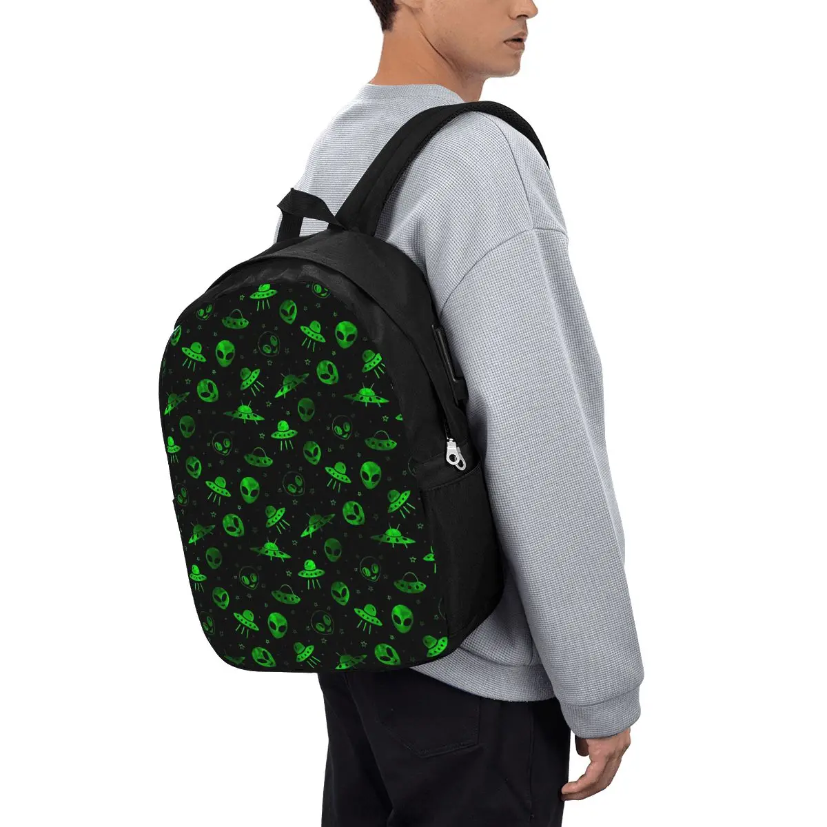 Aliens And UFOs Pattern Backpack Travel Notebook Bag Computer College Student School Bag Laptop Shoulder Bags for Men Women