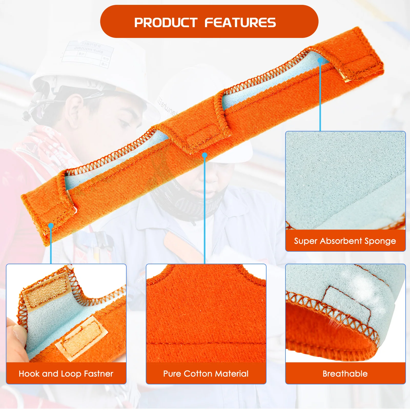 Universal Safety Helmet Sweatband Washable Cotton Hard Hat Liner Helmet Welding Antiperspirant Belt Reusable Helmet Accessories