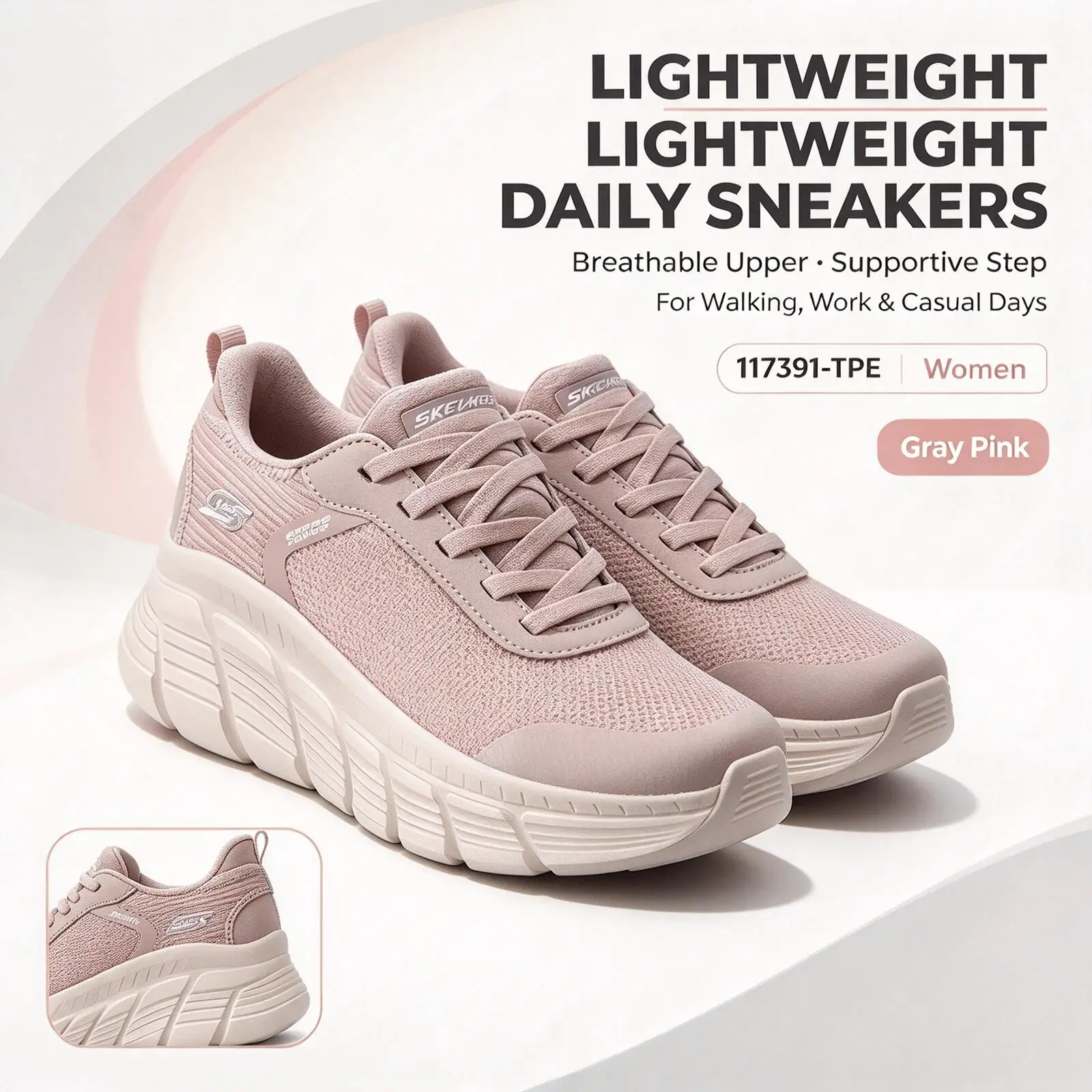 Skechers Women's Original Lightweight Fashionable Wear-Resistant Non-Slip New Fitness Training Outdoor Sports Casual Shoes