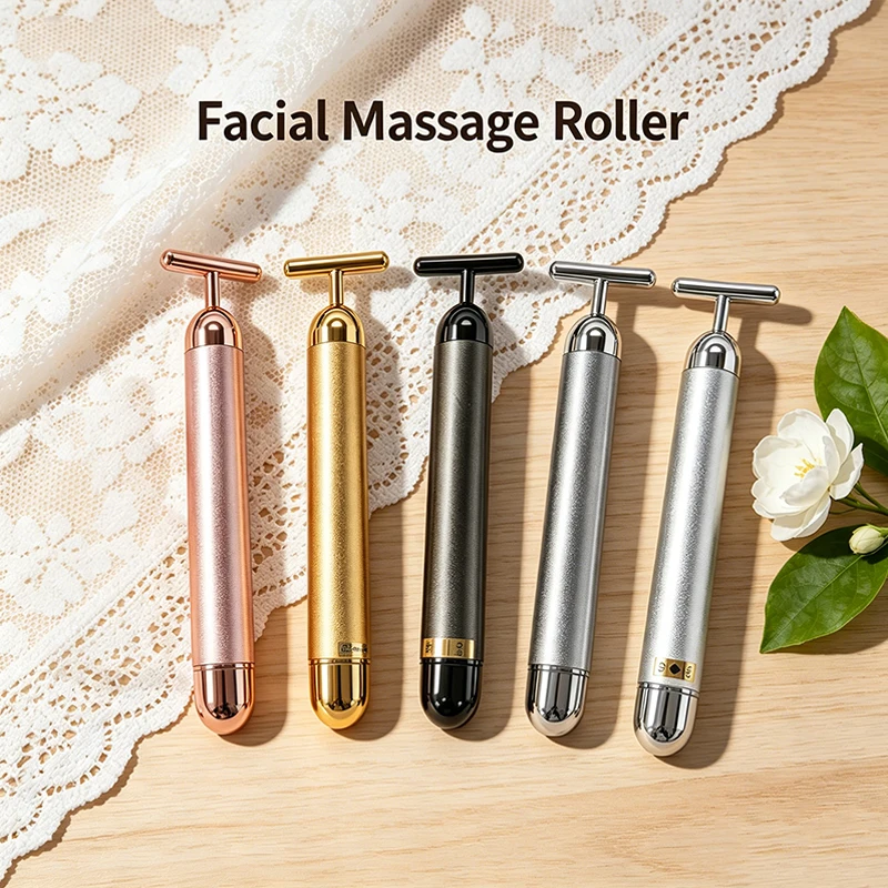 Electric Stainless Steel Metal Facial Massager Beauty Bar for Skin Care Firming Lift