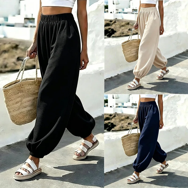 Comfortable High Waist Lantern Pants Women's Long Trousers Vacation Style Independent Station Cross-Border Beach Holiday Wind