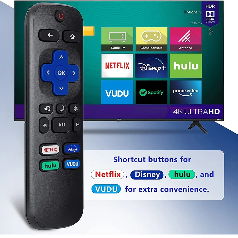 Universal  Remote Control Replacement Compatible for Hisense/TCL/Onn/Sharp/RCA/Westinghouse/Roku Smart TV