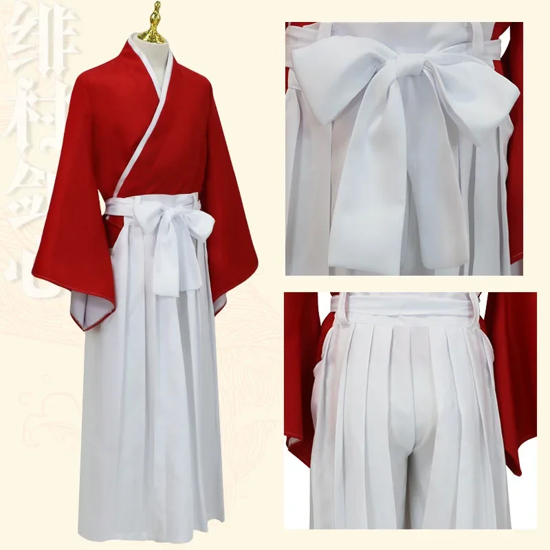 Langke kenshin cosplay fei aldeia kenshin cosplay quimono kendo vermelho cosplay anime traje lâmina reversa prop faca de bambu