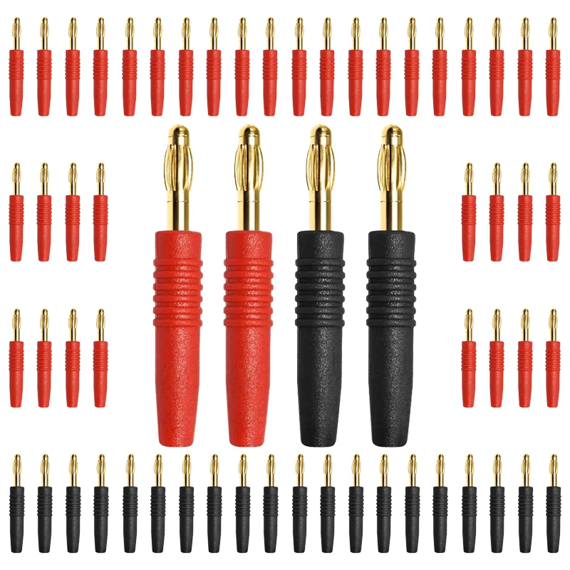 

20Pcs 2mm Banana Plug Connector Banana Male Plugs Red Black Speaker Audio Wire Cable Connectors