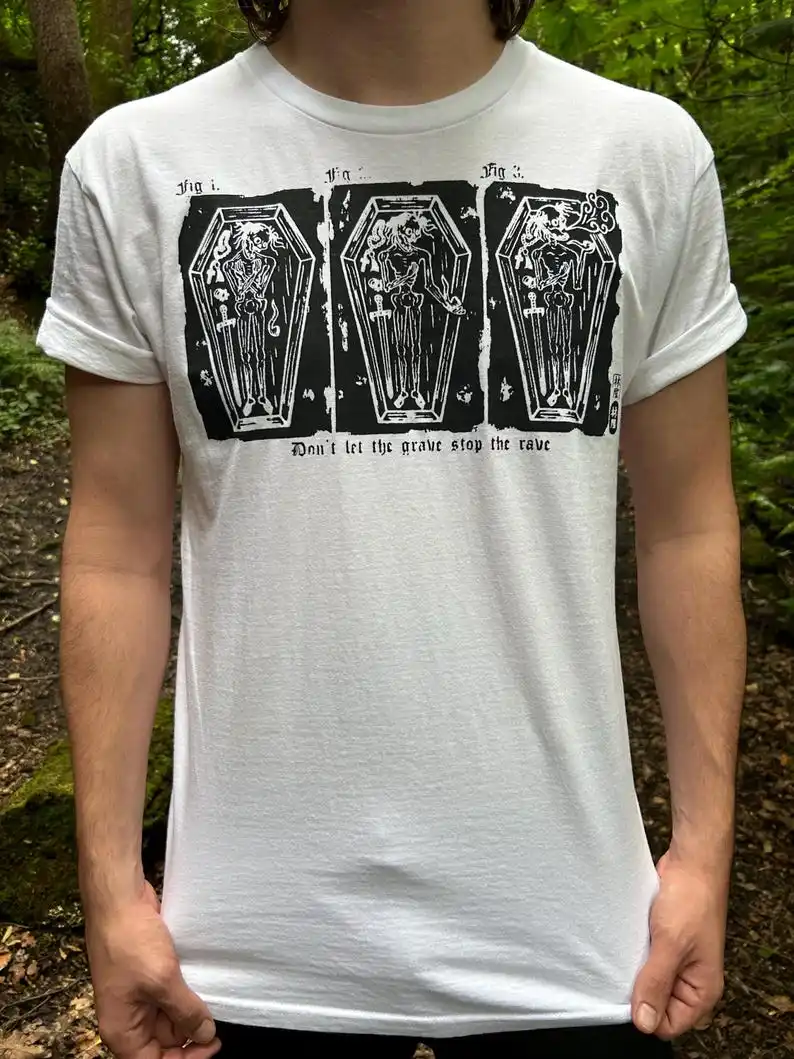 

Gothic medieval t shirt designed by artist WOODLOTWARES homemade screen printed
