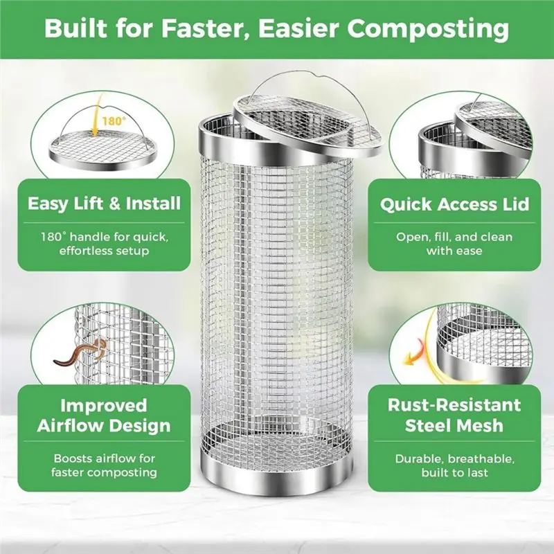 BAAG-2Pack Worm Composter Worm Bin Stainless Steel Inground Compost Bin view 5