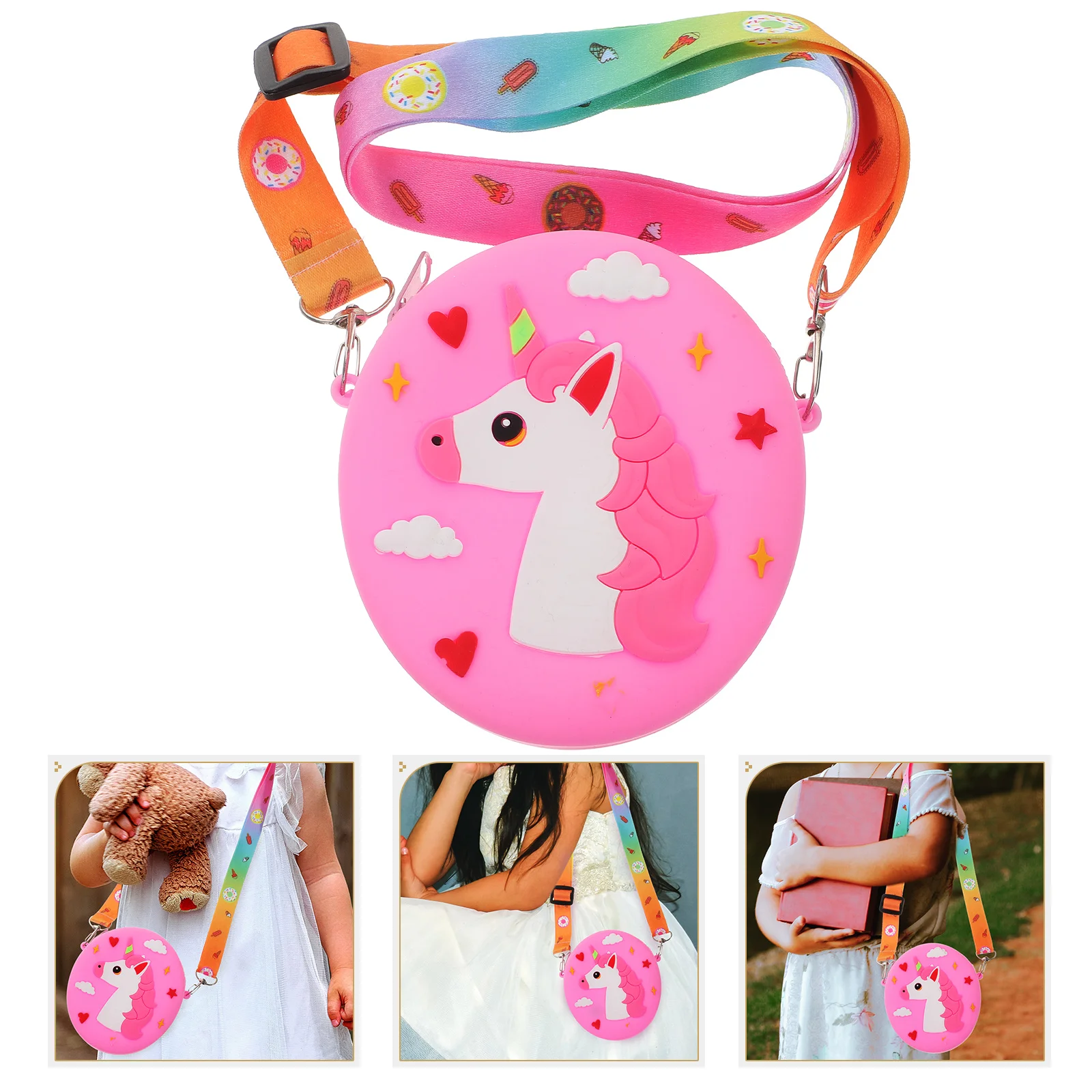 Unicorn Shoulder Bag Messenger Coin Purse Kids Pouches Crossbody Purses Adorable Wallet Silicone Bags