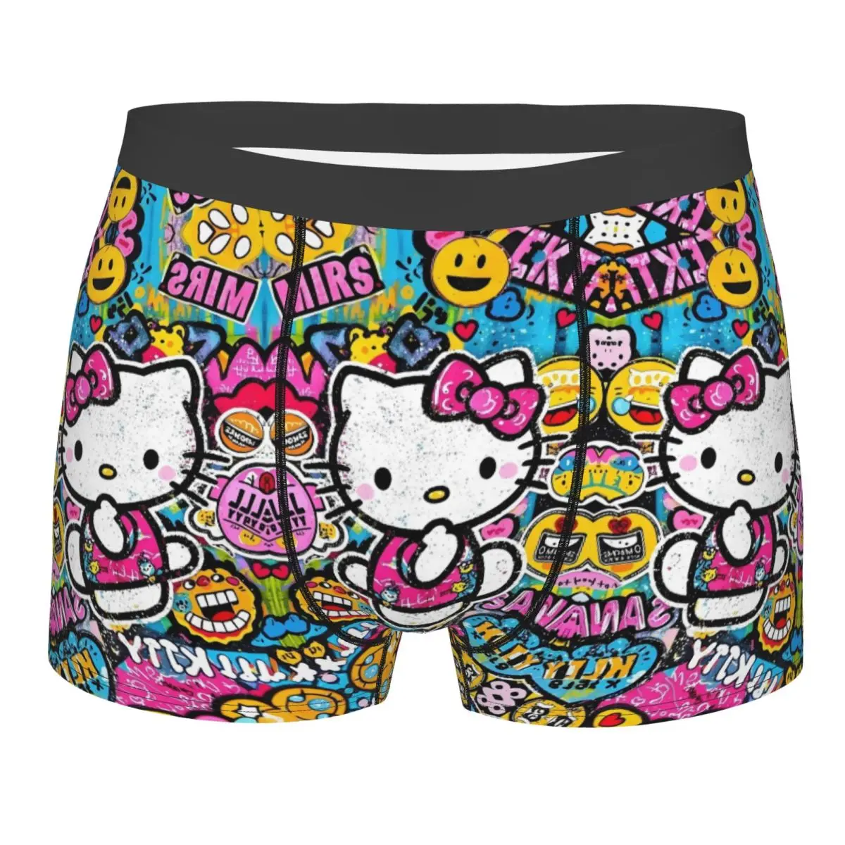 

Customized Novelty Hello Kitty Boxers Shorts Panties Male Underpants Comfortable Cute KT Cat Classical Printing Briefs Underwear